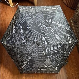 Black and White Newspaper Print Umbrella